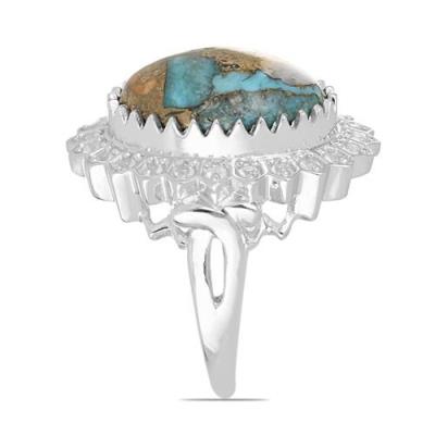 BUY STERLING SILVER NATURAL OYSTER TURQUOISE BIG STONE RING